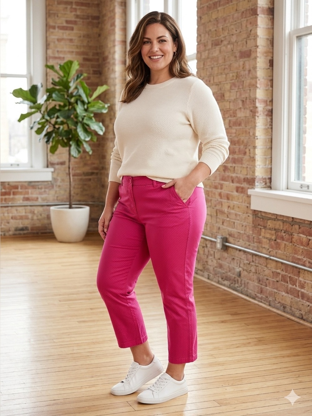 STYLUS Pink Capri Plus Size Pants - Size 14